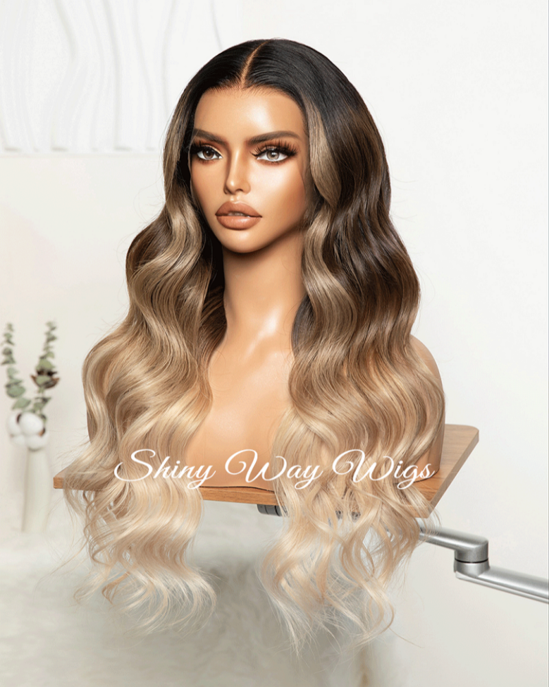 Balayage Blonde Natural Wavy Human Hair Lace Wig Shiny Way Brisbane
