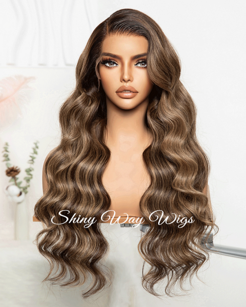 Natural Chestnut Brown Wavy Human Hair Lace Wig - Shiny Way Sydney NSW