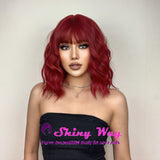 Best selling cherry red short curly wig by Shiny Way Wigs Brisbane QLD
