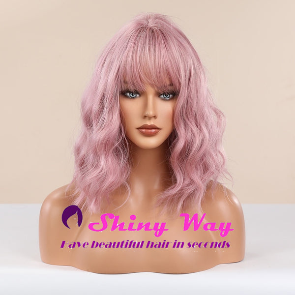 Natural ice pink short curly wig by Shiny Way Wigs Melbourne VIC