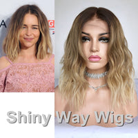Wheat Blonde with Dark Roots Brazilian Virgin Human Hair Lace Wig - Shiny Way Wigs Brisbane QLD