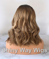 Omber Color Medium Wavy Brazilian Virgin Human Hair Lace Wig by Shiny Way Wigs Sydney