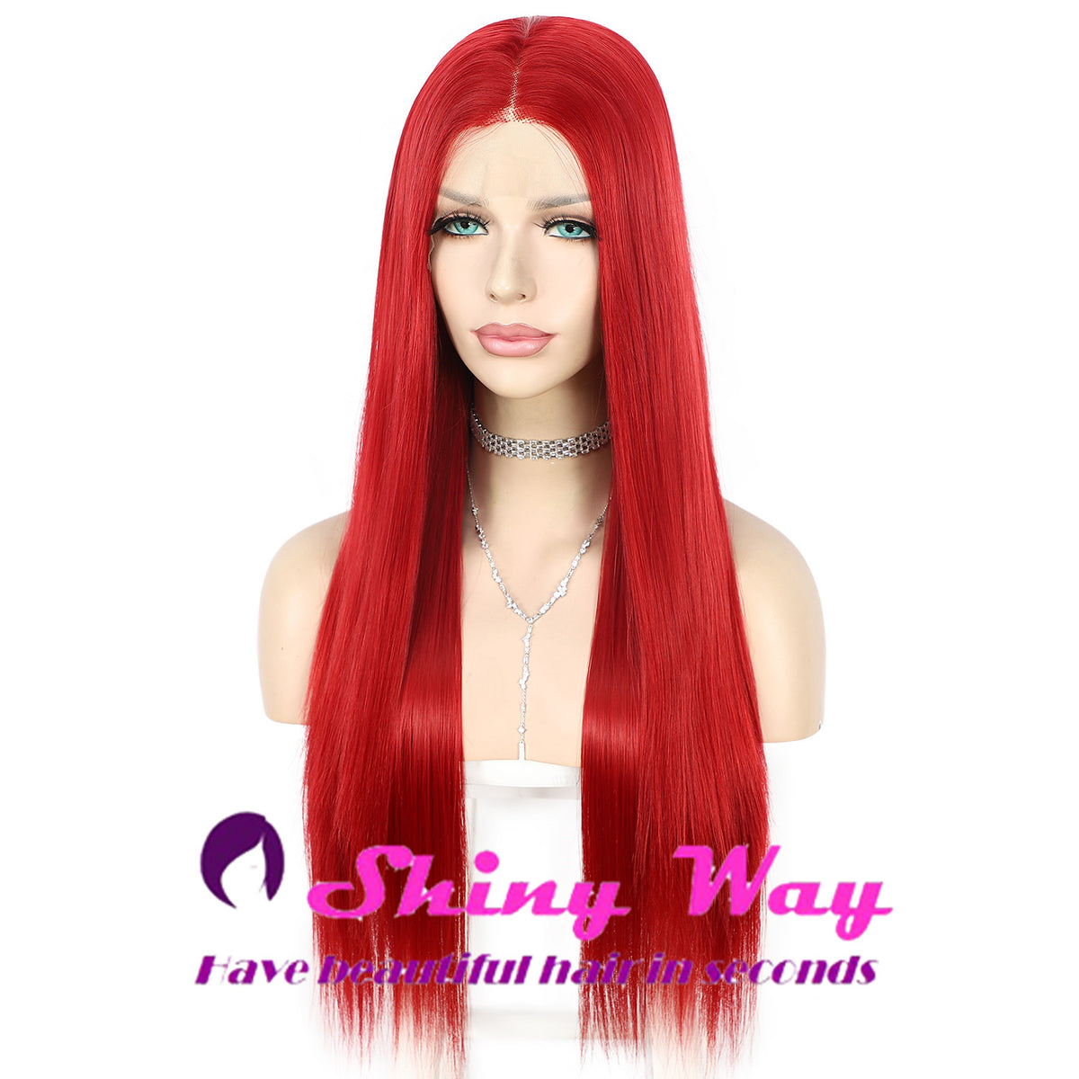 New Bright Red Long Straight Lace Wig Shiny Way Wigs Gold Coast QLD