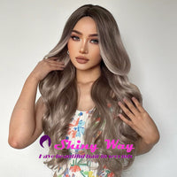 Best selling ash silver grey long curly wig by Shiny Way Wigs Sydney