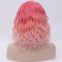 Fade pale pink medium length curly wig by Shiny Way Wigs Melbourne VIC