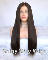Super Long Dark Brown Silk Straight Virgin Human Hair Lace Wig - Shiny Way Wigs Sydney