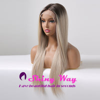 Natural Silver Blonde Long Straight Lace Front Wig - Shiny Way Wigs AU