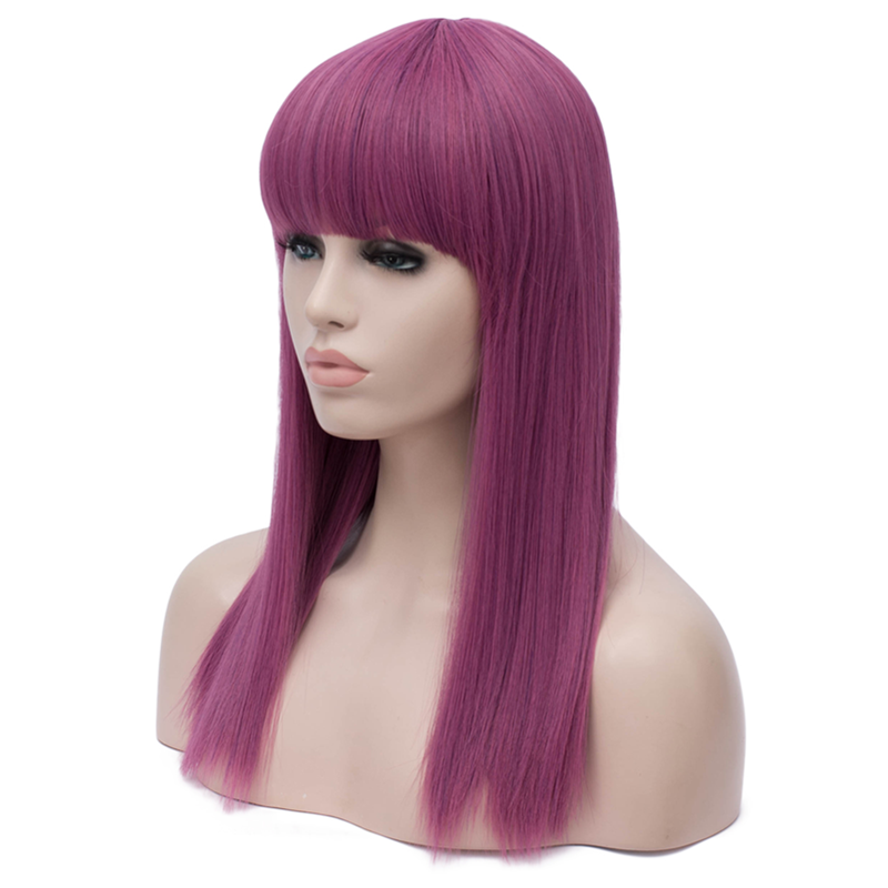 Pinky long straight wig with full fringe Shiny Way Wigs Melbourne VIC