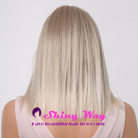 Best selling platinum blonde shoulder length wig Shiny Way Wigs Perth