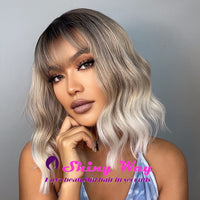 Ash silver blonde curly wig by Shiny Way Wigs Melbourne 