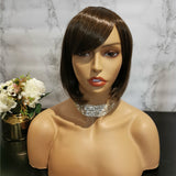 Natural light brown side fringe bob wig by Shiny Way Wigs Perth WA