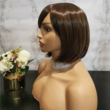 Natural light brown side fringe bob wig by Shiny Way Wigs Perth WA