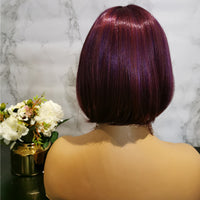 Natural dark purple side fringe bob wig by Shiny Way Wigs Adelaide SA