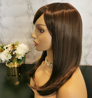 Natural dark brown long wavy fashion wig by Shiny Way Wigs Brisbane