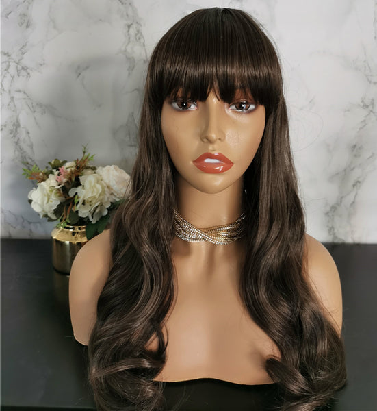 Natural light brown long curly fashion wig by Shiny Way Wigs Melbourne