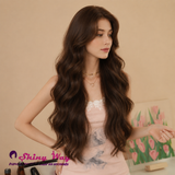 Medium Brown Mermaid Curly 28 Inch Glueless Small Lace Wig