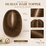Light Brown Human Hair Topper top view natural part