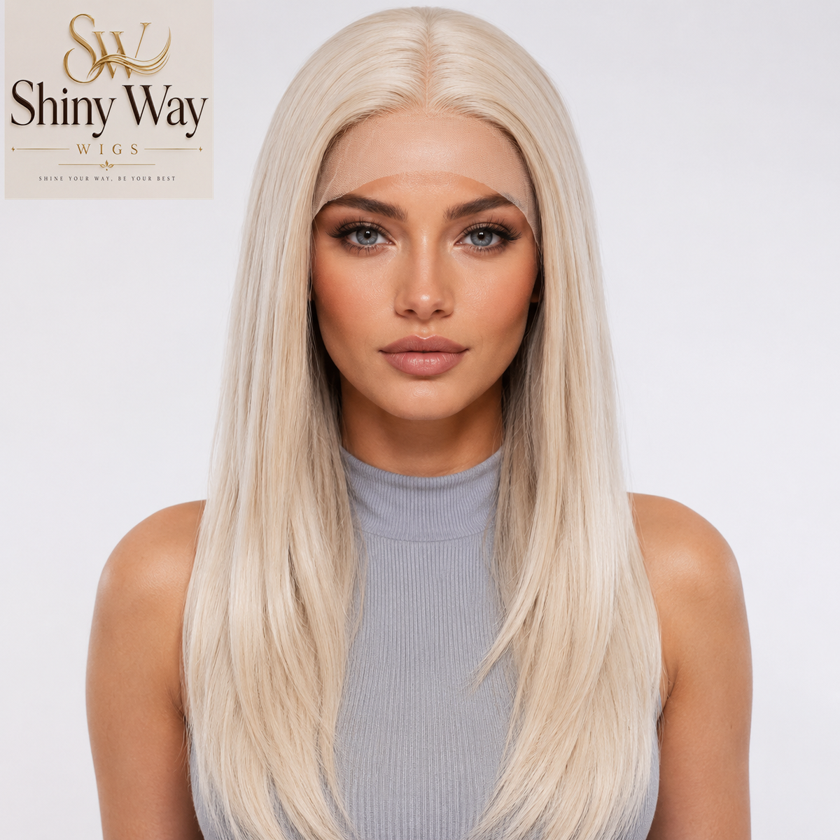 Platinum Blonde 23 Inch Wavy 13x6 Lace Front Wig | Shiny Way Wigs