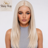 Premium platinum blonde 23 inch wavy 13x6 glueless lace front wig SW 106