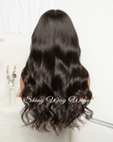 Natural Black Wavy Virgin Human Hair Lace Wig - Shiny Way Wigs QLD