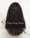 Natural Black Kinky Curly Virgin Human Hair Lace Wig