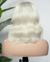 Platinum Natural Short Wavy Human Hair Lace Wig - Shiny Way Melbourne