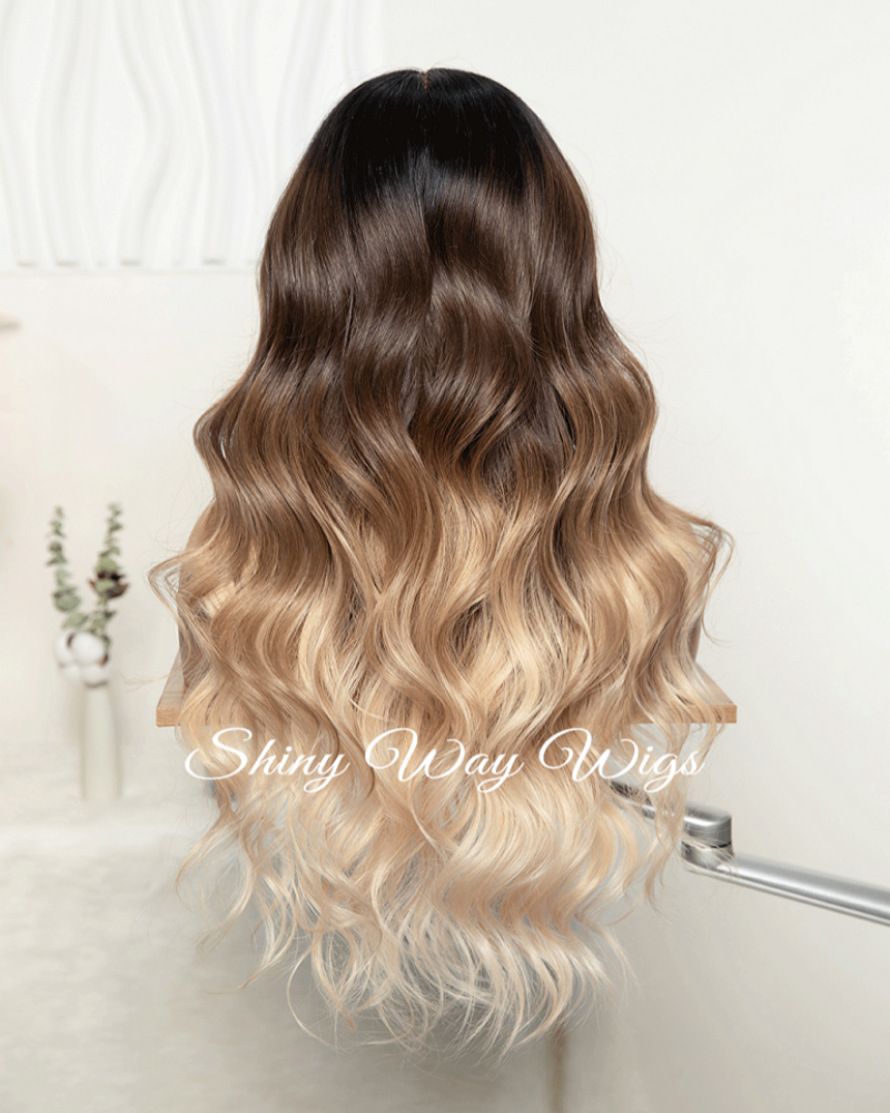 Balayage Blonde Natural Wavy Human Hair Lace Wig Shiny Way Brisbane