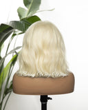 White Blonde Short Wavy Virgin Human Hair Wig - Shiny Way Wigs Sydney