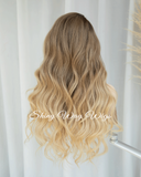 Celebrity Balayage Honey Blonde Wavy Human Hair Lace Wig