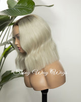 Natural Platinum Shoulder Length Virgin Human Hair Wig - Shiny Way