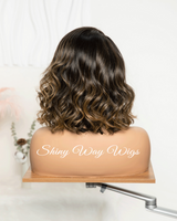Ombre Short Curly Virgin Human Hair Lace Wig - Shiny Way Wigs Sydney