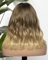 Celebrity Balayage Wavy Human Hair Lace Wig - Shiny Way Wigs Adelaide