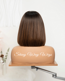 Medium Brown Long Bob Virgin Human Hair Lace Wig - Shiny Way Wigs QLD