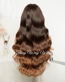 Balayage Brown Natural Wavy Human Hair Lace Wig - Shiny Way Sydney NSW