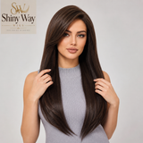 Premium natural brown 24 inch wavy 13x6 glueless lace front wig SW 115