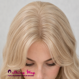 Glueless small lace wig in wheat blonde colour