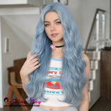 Icy powder blue 26 inch glueless lace wig SWL 415