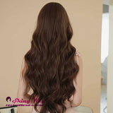 Medium Brown Mermaid Curly 28 Inch Glueless Small Lace Wig