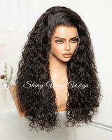 Natural Black Kinky Curly Virgin Human Hair Lace Wig
