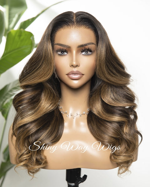 Balayage Natural Curly Virgin Human Hair Lace Wig - Shiny Way Wigs QLD