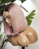 Natural Ice Pink Long Bob Virgin Human Hair Lace Wig - Shiny Way Perth