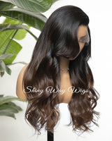 Natural Ombre Wavy Virgin Human Hair Lace Wig - Shiny Way Wigs Sydney