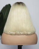 White Blonde Long Bob Virgin Human Hair Wig - Shiny Way Wigs Sydney