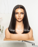 Natural Black Shoulder Length Virgin Human Hair Wig - Shiny Way Wigs 