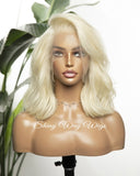 White Blonde Short Wavy Virgin Human Hair Wig - Shiny Way Wigs Sydney
