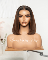 Medium Brown Long Bob Virgin Human Hair Lace Wig - Shiny Way Wigs QLD