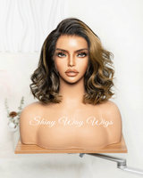 Ombre Short Curly Virgin Human Hair Lace Wig - Shiny Way Wigs Sydney