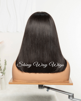 Natural Black Shoulder Length Virgin Human Hair Wig - Shiny Way Wigs 
