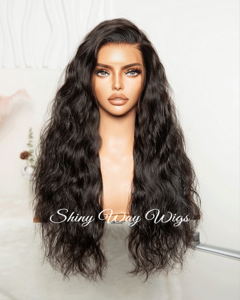 Celebrity Black Super Long Human Hair Lace Wig - Shiny Way Wigs Sydney