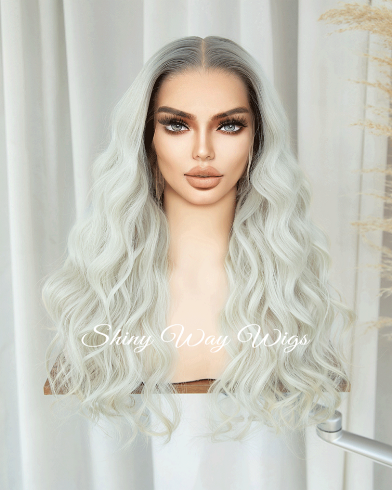 Platinum Icy Blonde Natural Curly Virgin Human Hair Lace Wig